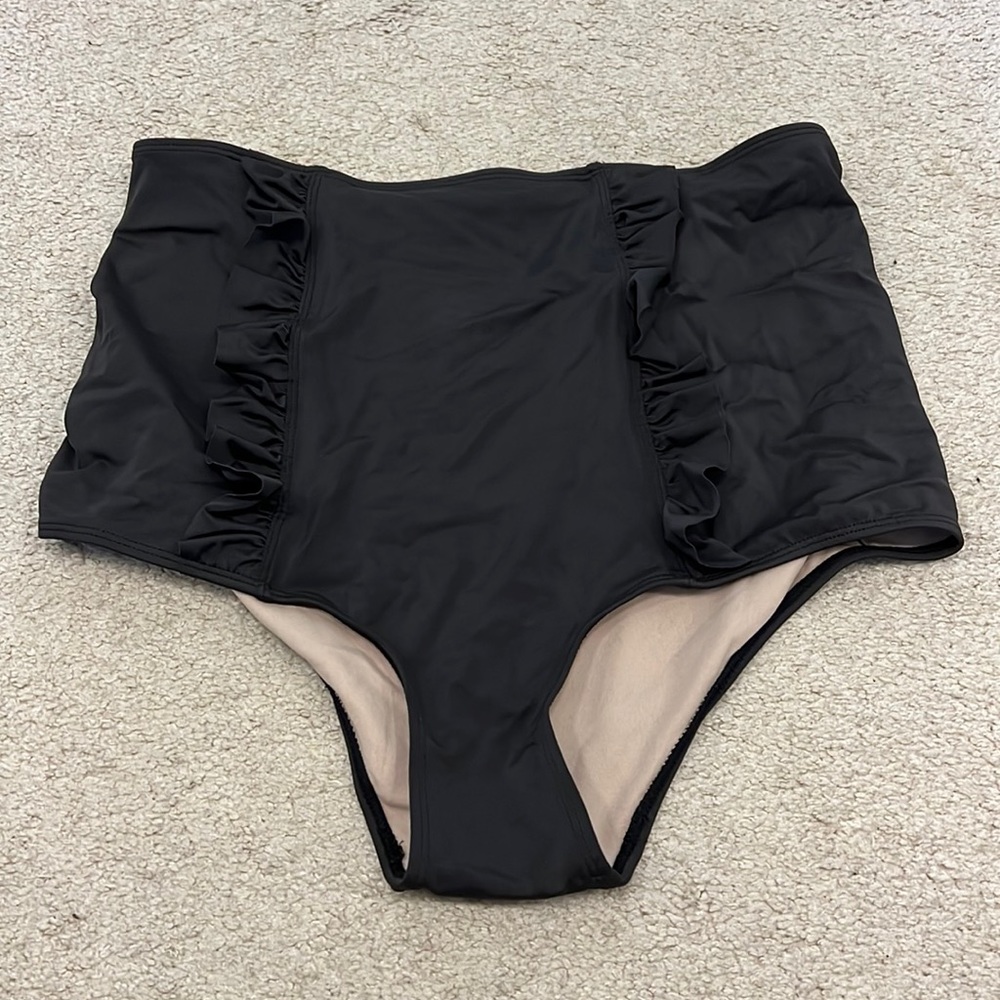 Kortni Jeane ruffled black swim bottoms